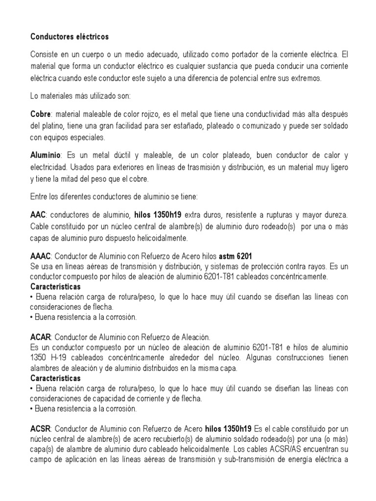Conductores Eléctricos y Aislamientos | PDF | Conductor electrico ...