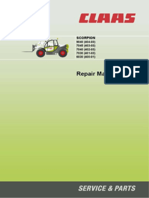 Claas Scorpion Repair Manual For 9040, 7045, 7040, 7030, 6030, PDF, Motor  Oil