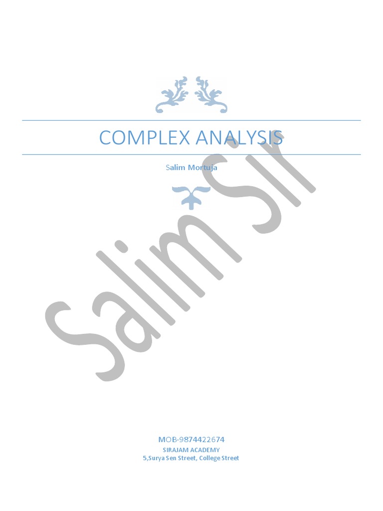 Complex Analysis | PDF | Derivative | Infinity