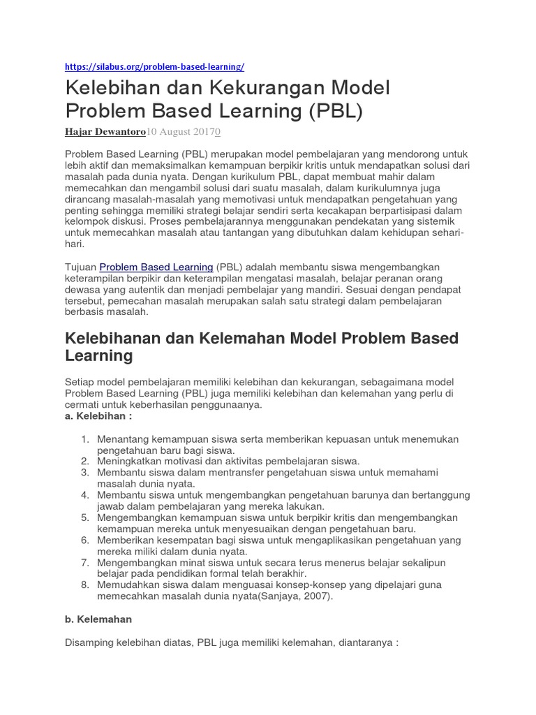Kelebihan dan Kekurangan PBL | PDF