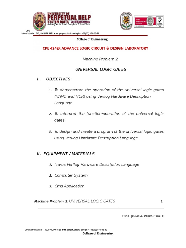 Universal Logic Gates with Verilog | PDF | Logic Gate | Hardware ...