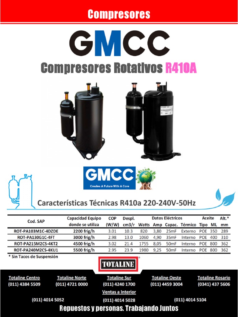 Flyer Compresores Rotativos GMCC R410a | PDF