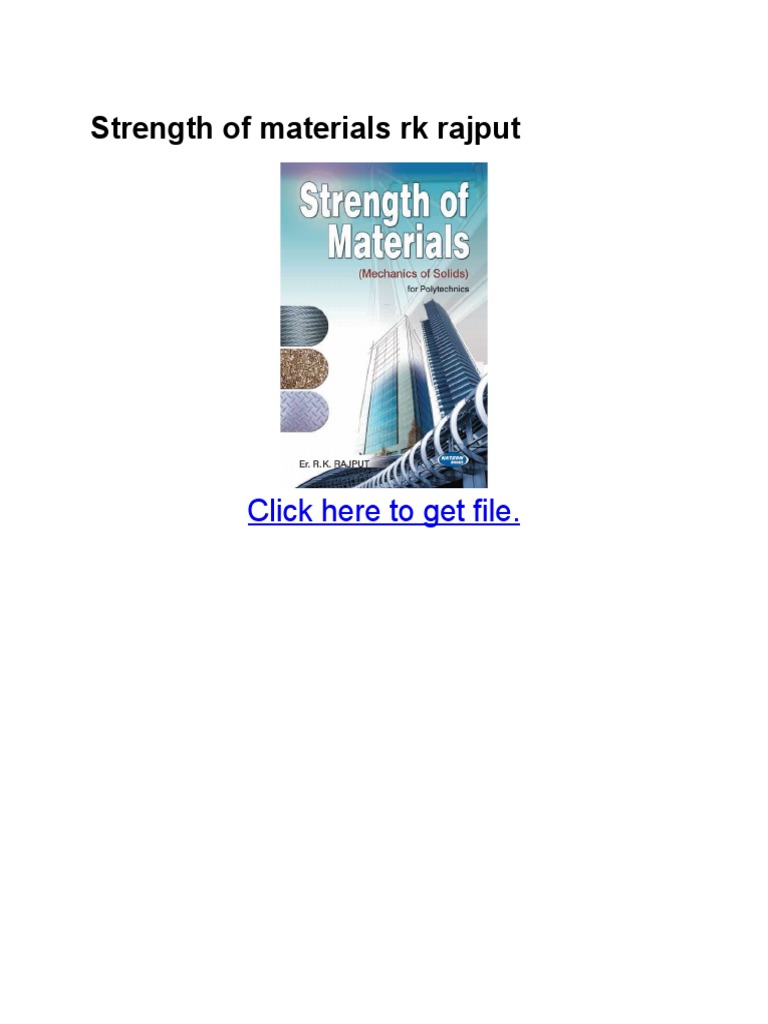 Strength of Materials RK Rajputvcvvv PDF Textbook Materials Science