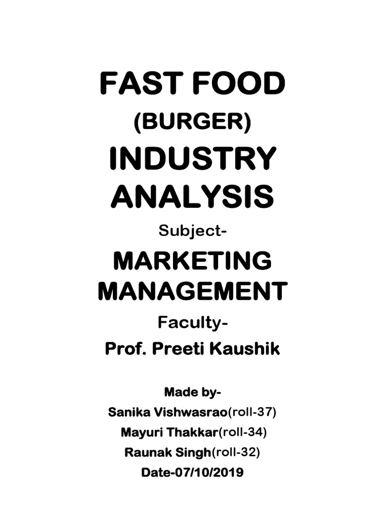 Fast Food Industry Analysis PDF Fast Food Hamburgers
