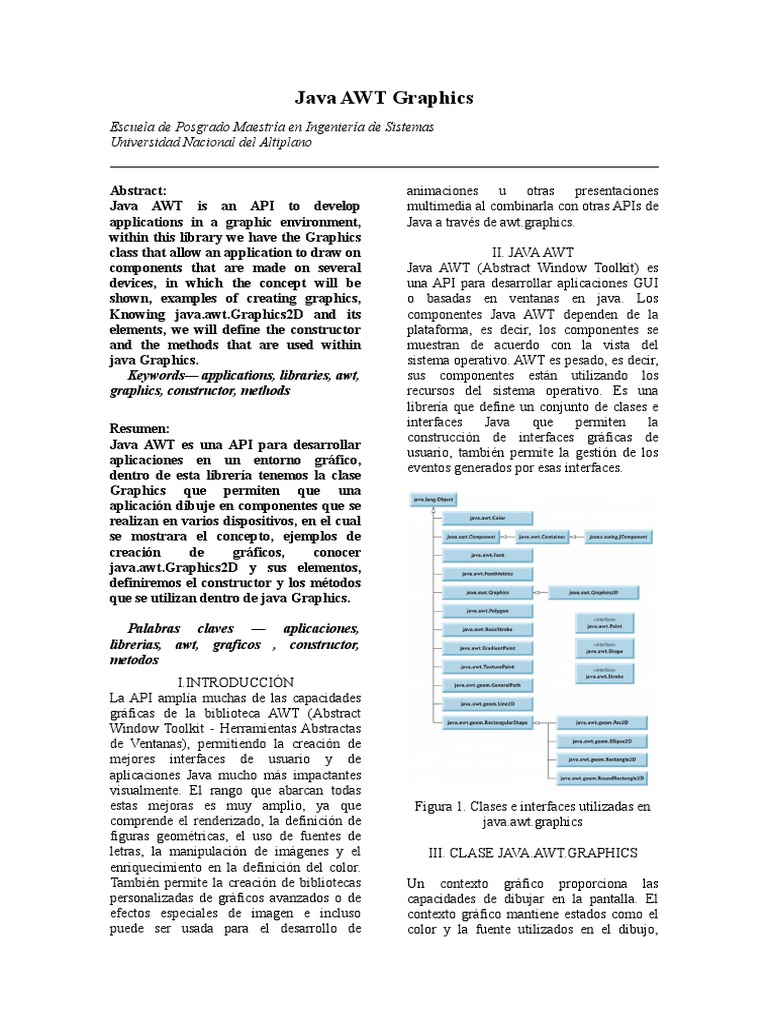 Articulo Java Awt Graphics | PDF | Java (lenguaje de programación) | Dibujo