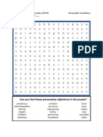 M2 Personality Vocabulary Word Search