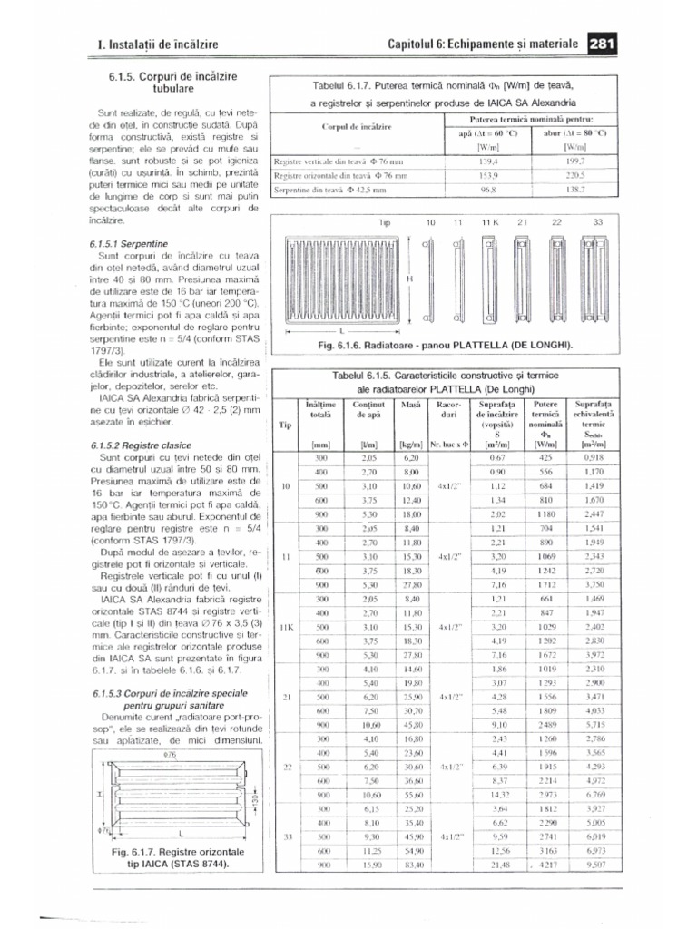 TABELE Puteri Termice Registre de Incalzire PDF | PDF
