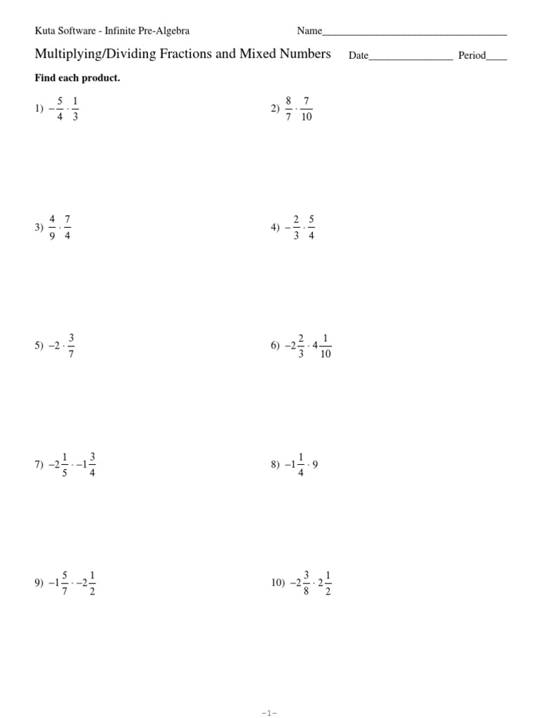 Multiplying And Dividing Fractions And Mixed Numbers Pdf | Pdf | Fraction (Mathematics) | Notation
