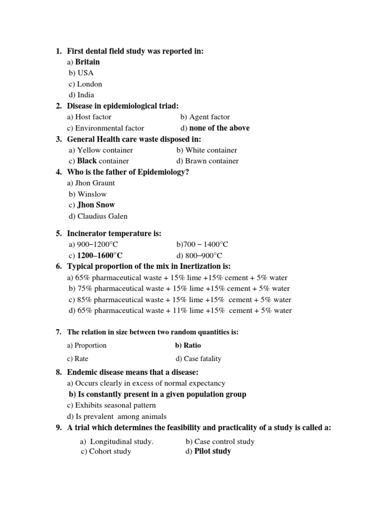 MCQ Public Health Dentistry PDF Epidemiology Cement