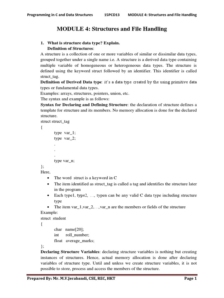 File Handling Notes PDF Parameter Programming) Data Type