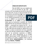 INFORMACIÓN IMPORTANTE - IPC Acumulado Ene-2019 A Dic-2019 - Sábado 04-Ene-2019