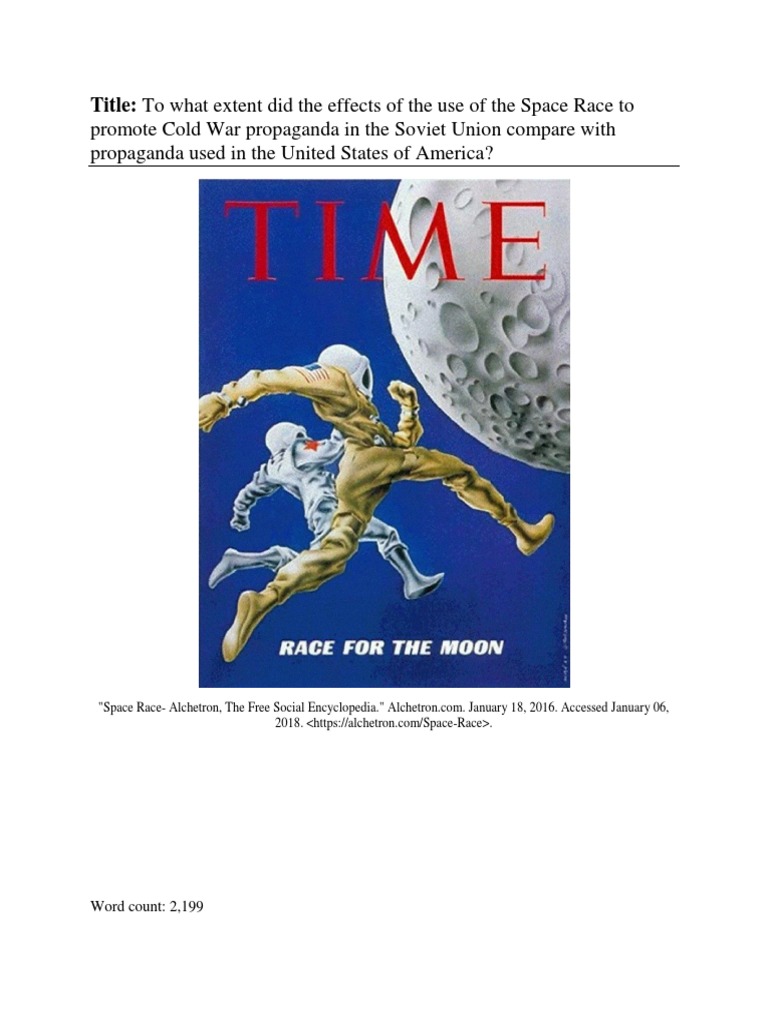 Propoganda During The Space Race IB History IA Paper PDF Sputnik