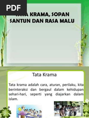 Tata Krama Sopan Santun Dan Rasa Malu Pdf