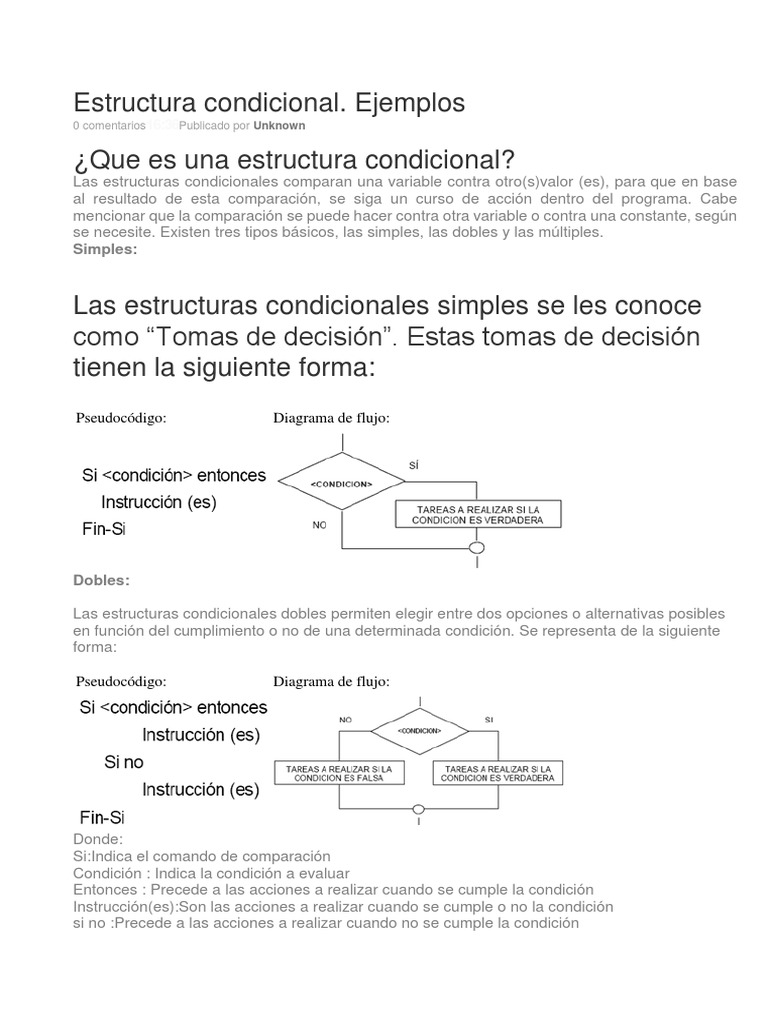 Ejemplos de Estructuras Condicionales en Pseint | PDF | Algoritmos ...