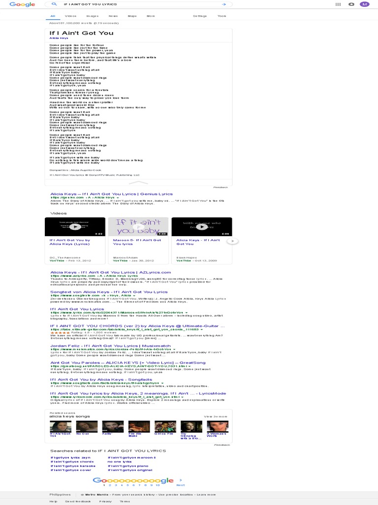 If I Ain T Got You Paroles IF I AINT GOT YOU LYRICS - Google Search PDF | PDF | Recorded Music | Songs