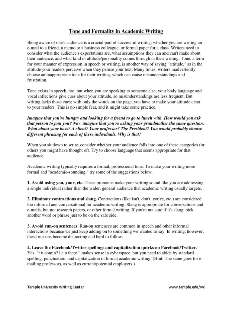 Tone and Formality in Academic Writing | PDF | Tone (Linguistics) | Slang