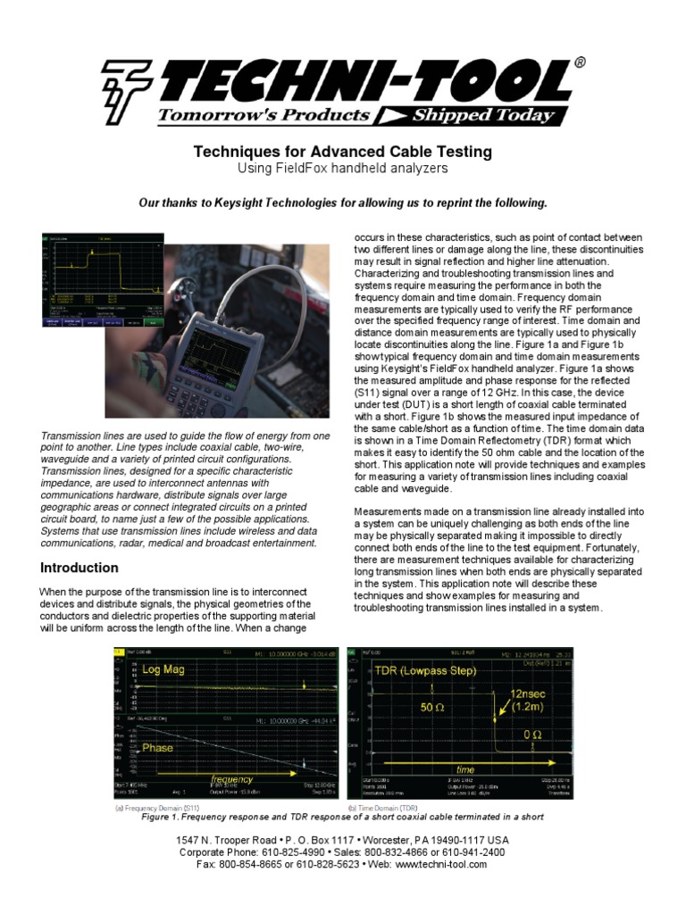 Keysight Techniques For Advanced Cable Testing Using FieldFox