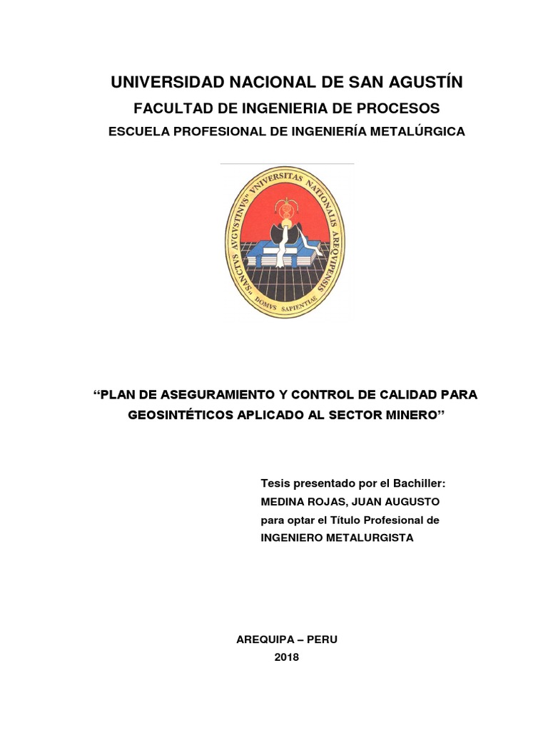 Plan de Aseguramiento y Control de Calidad para Geosintéticos PDF | PDF ...