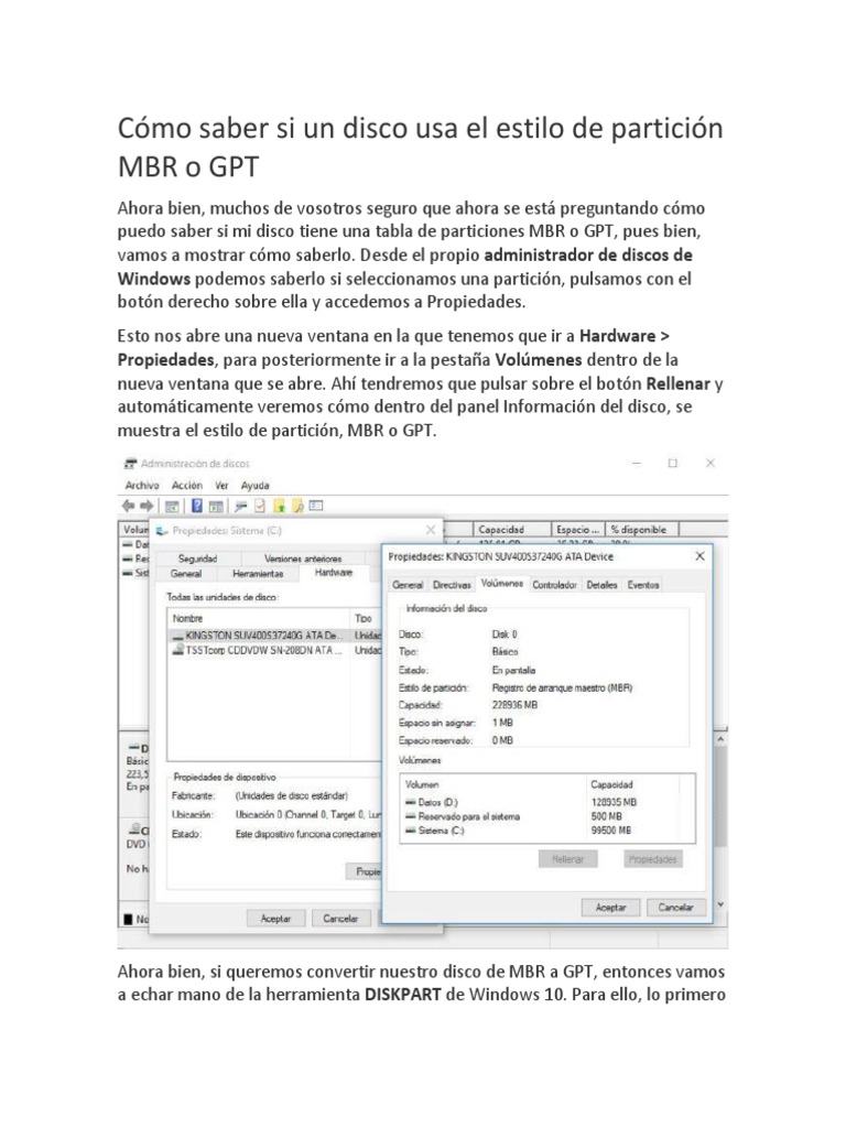 Cómo Saber Si Un Disco Usa El Estilo de Partición MBR o GPT | PDF ...