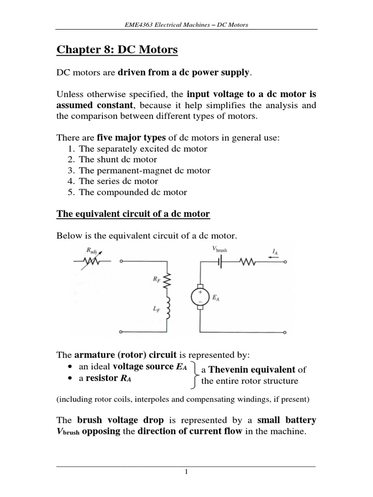 Chapter 7 DC Motors PDF PDF Electric Motor Direct Current