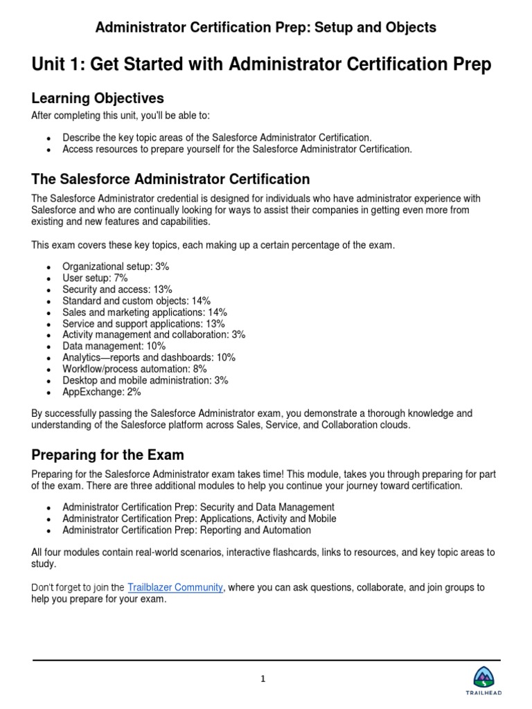 Admin Cert Prep Part 1 Printable | PDF | Salesforce.Com | Professional ...