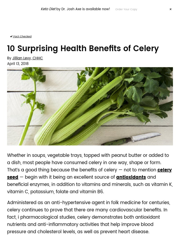 Benefits of Celery + Nutrition Facts and Recipes Dr. Axe PDF
