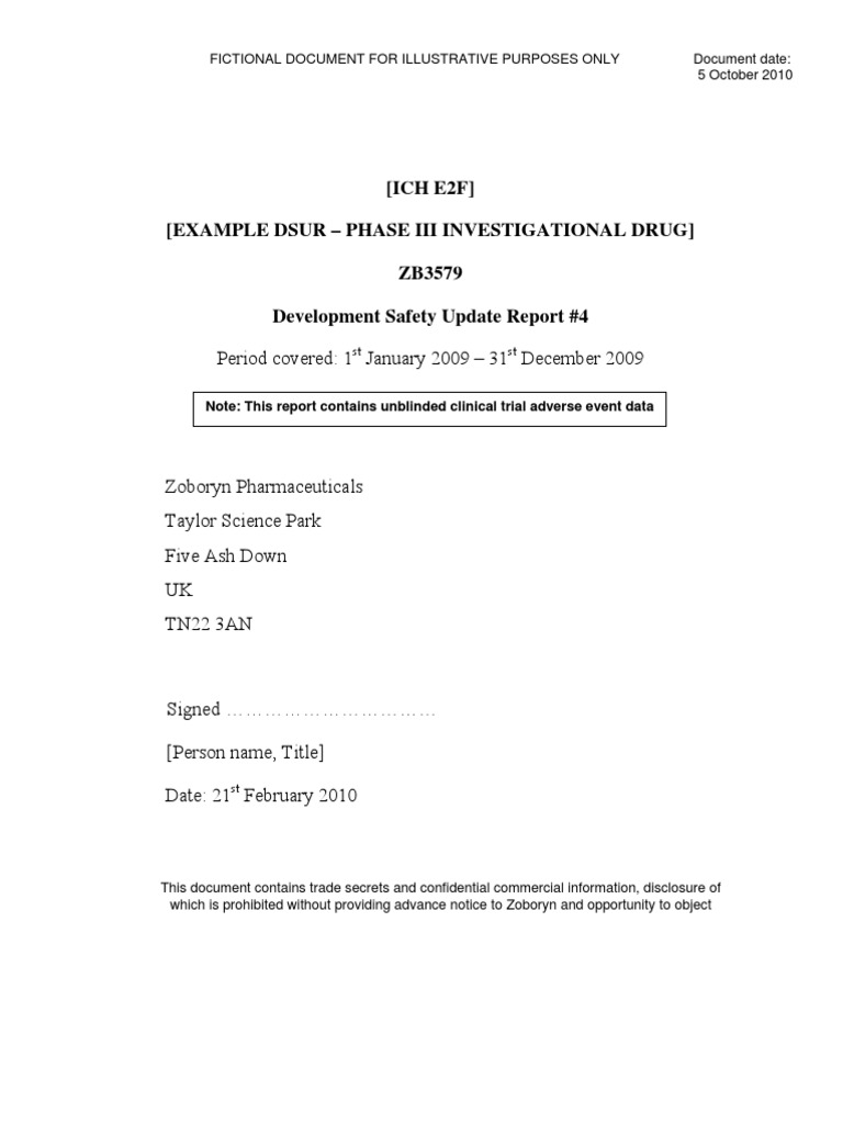 E2F Example Commercial DSUR PDF Download Free PDF Clinical Trial