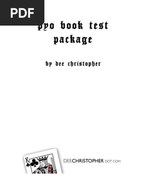 PYO Book Test Package