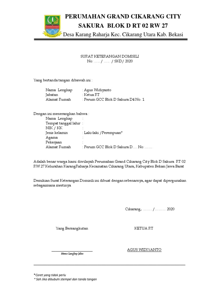 Surat Keterangan Domisili