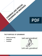 Common and Special Problems On Grammar - English 103 Intensive Grammar - TTH 1030 12am