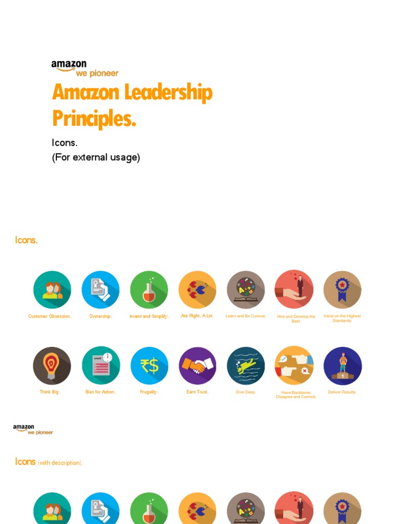 Amazon Leadership Principles - Icons - External Usage | PDF | Odor |  Cognition