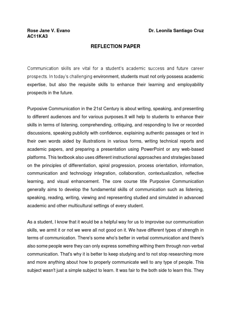 purposive communication reflection essay