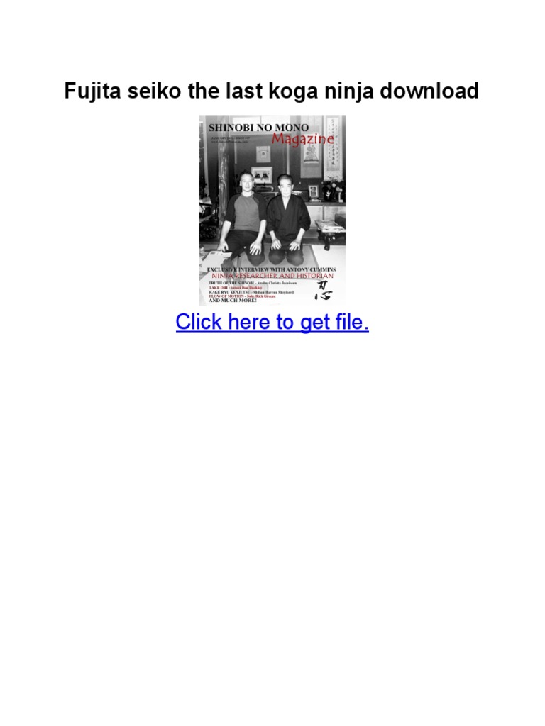 Fujita Seiko The Last Koga Ninja Download | PDF | Ninja | Japanese Martial  Arts