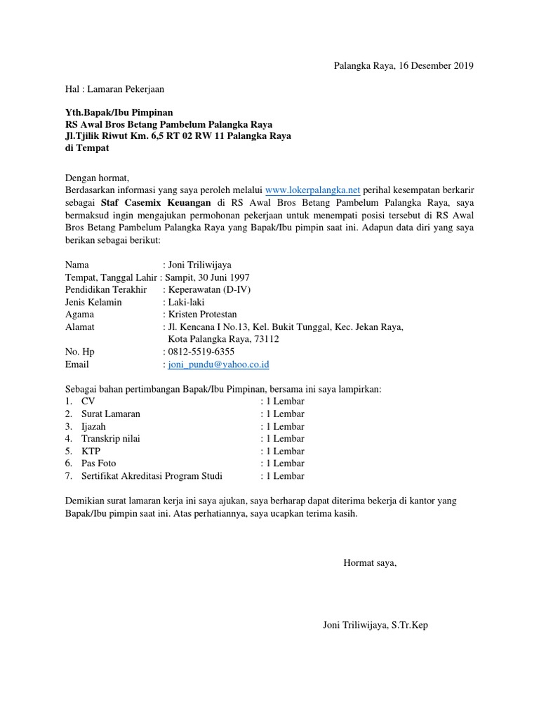Download 78+ Contoh Surat Surat Lamaran Kerja Zuhri Gratis Terbaru