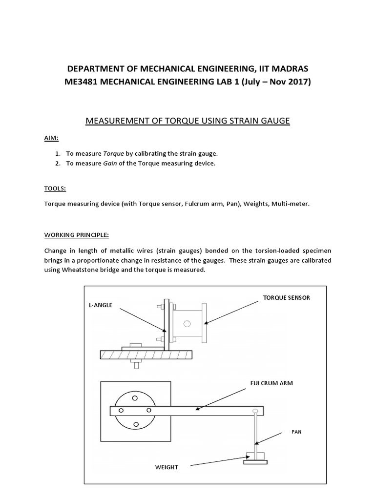 X8Measurement of Torque Using Strain Gauge PDF Calibration Torque