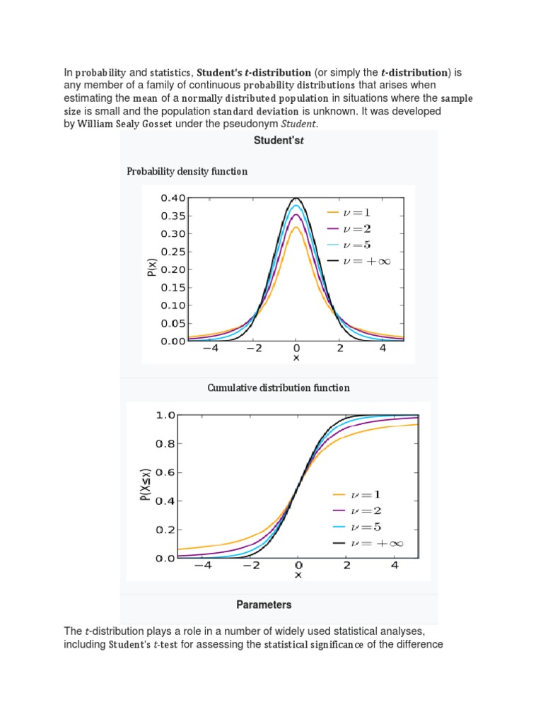 Understanding Student's t-Distribution | PDF