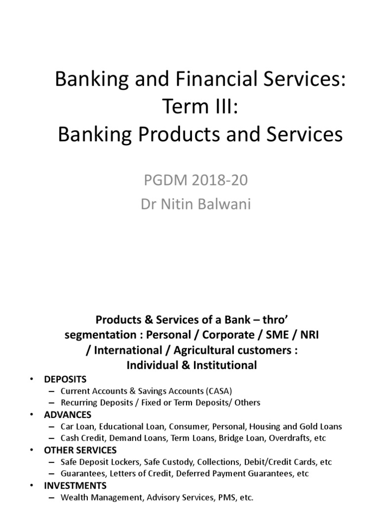 Overview of Banking Products and Services | PDF | Credit Card | Banks