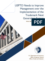 USPTO Needs To Improve Management Over The Implementation of The Trademark Next Generation System (3/13/19 Report From DOC OIG)