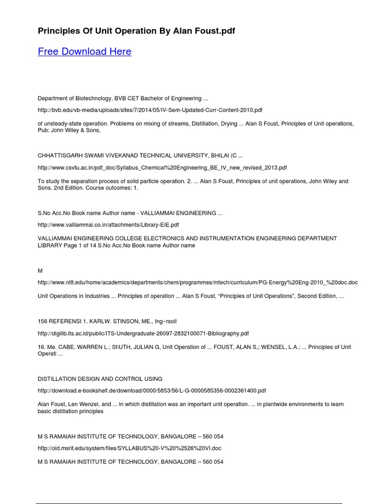 Principles of Unit Operations by Foust | PDF | Physical Sciences ...