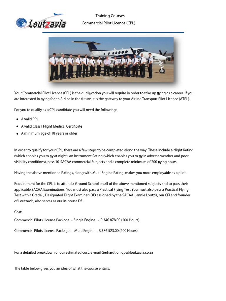 South Africa CPL Training Requirements | PDF | Flight Instructor ...