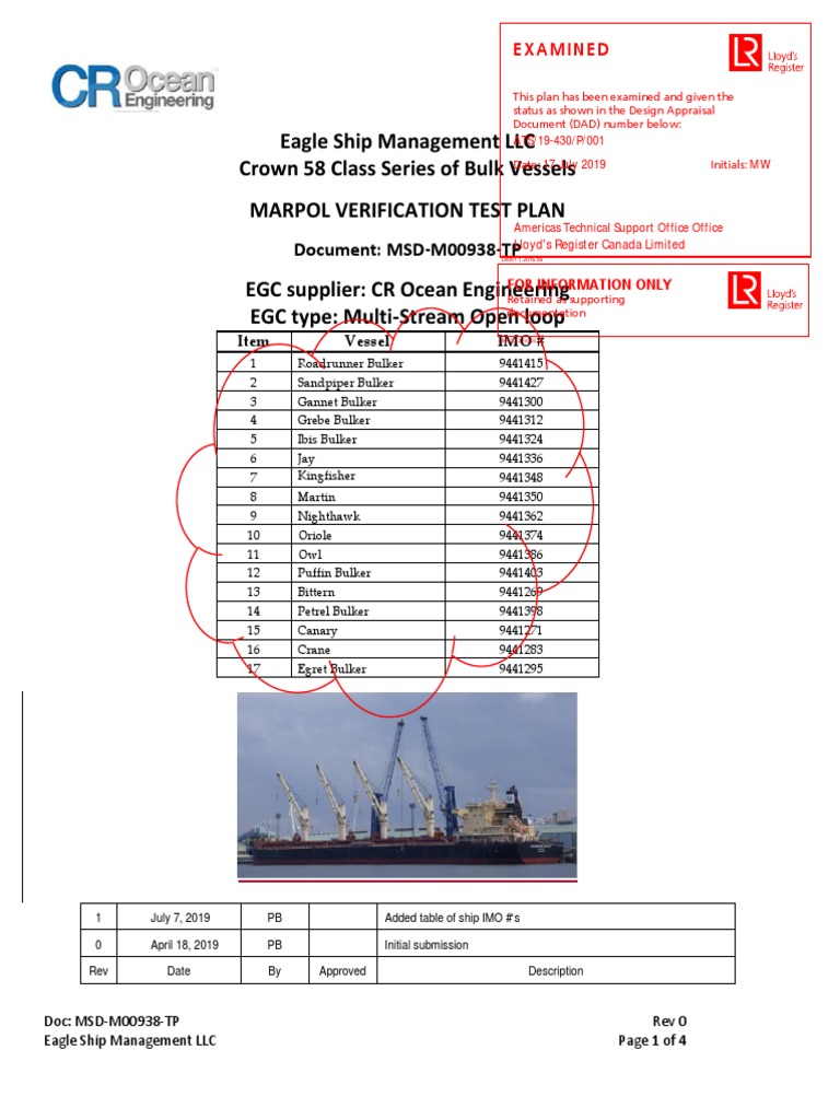 Marpol Verification Test Plan PDF Exhaust Gas Sulfur Dioxide