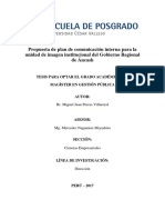 Propuesta de Plan de Comunicacion Interna para La Unidad de Imagen Institucional Del Gobierno Regional de Ancash