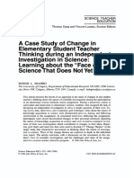 A Case Study of Change in Elementary Student Teacher Thinking During An Independent Investigation in Science - Learning About The "Face of Science That Does Not Yet Know"