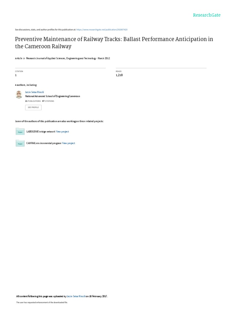 Preventive Maintenance of Railway Tracks Ballast P | PDF | Track (Rail ...