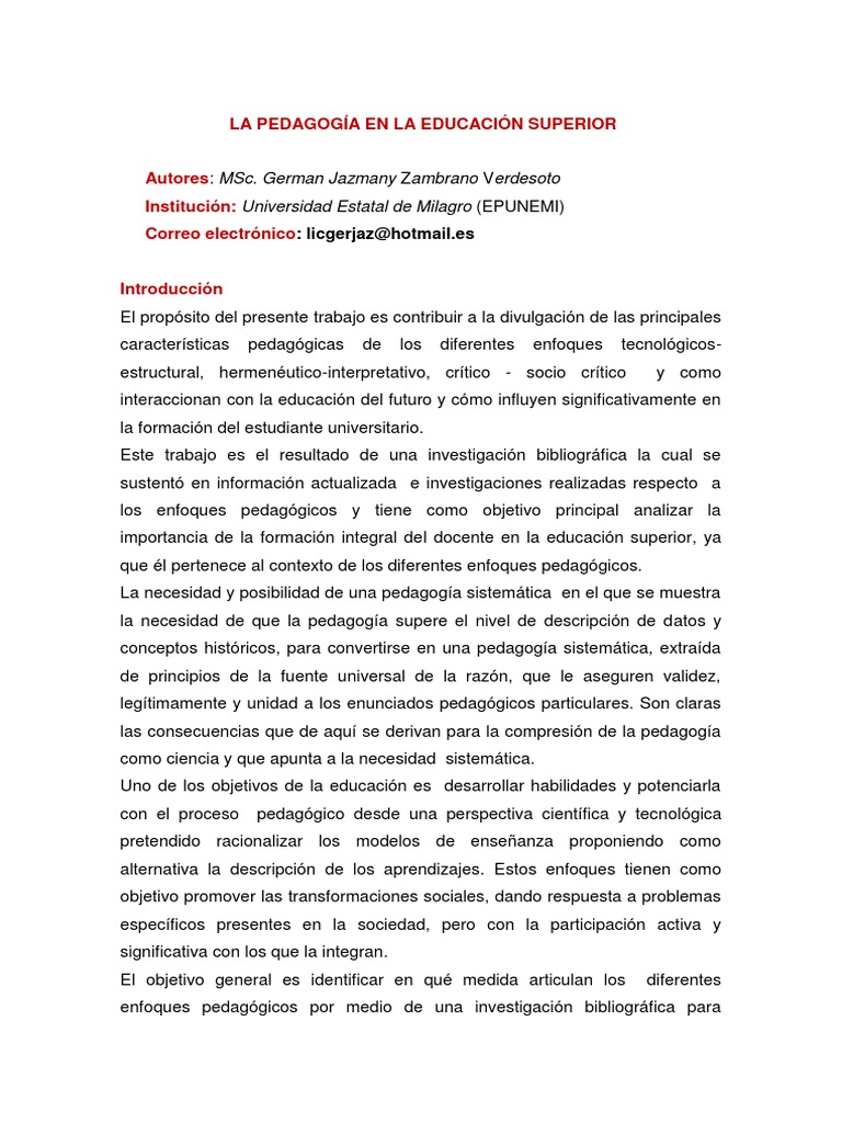 Enfoques Pedagógicos en Educación Superior | PDF | Maestros | Aprendizaje