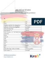 Lista Reci Sa Prevodom Za A2 Nivo PDF