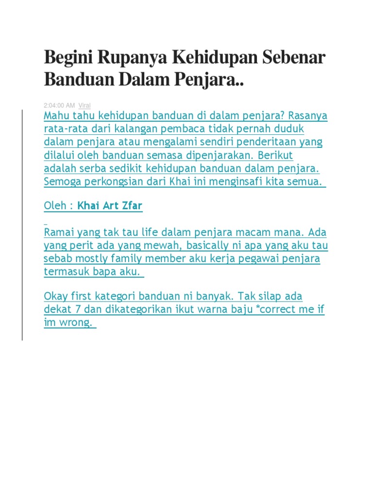 Kehidupan Dalam Penjara Pdf