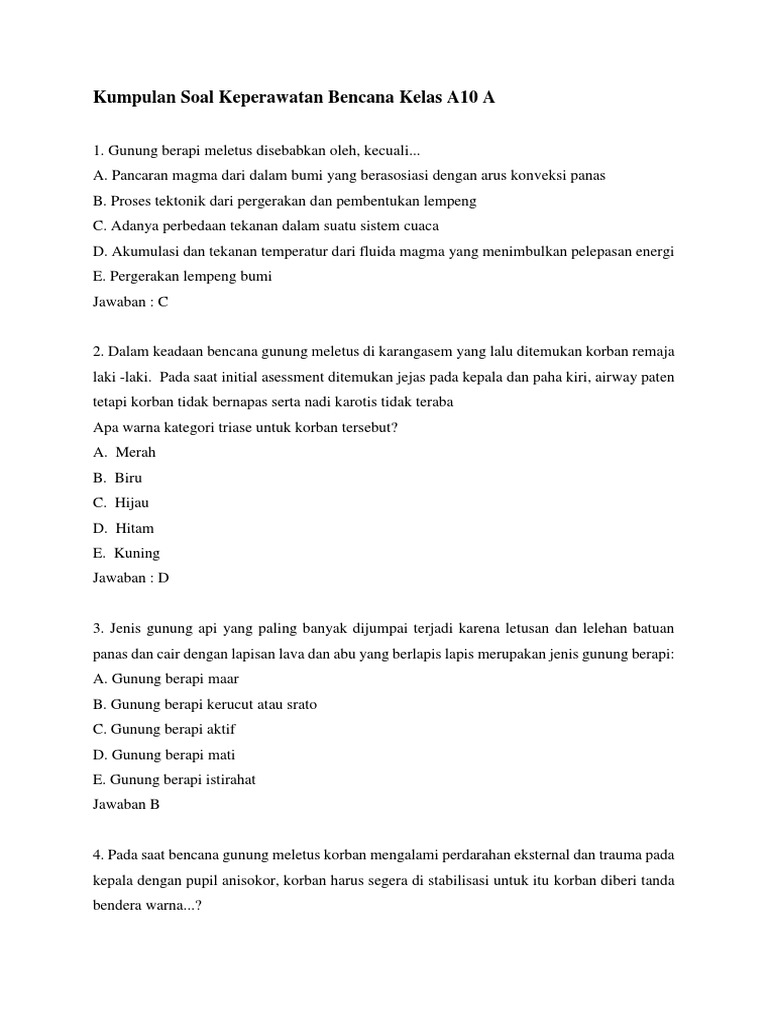 Soal Jawaban Keperawatan Bencana