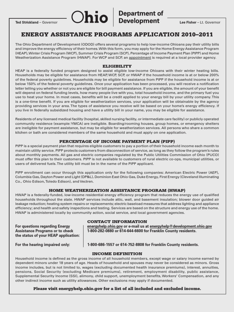 Ohio Energy Assistance Programs 2010-2011 | PDF | Supplemental Security ...
