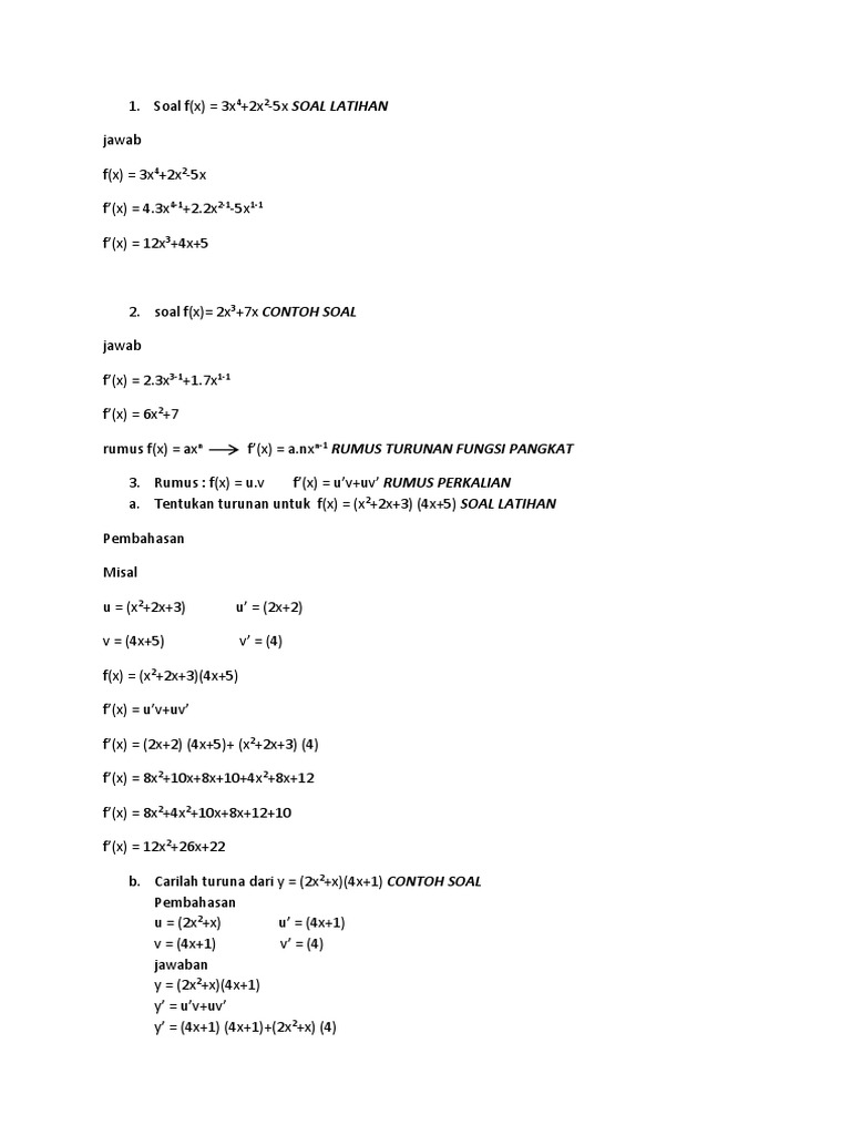Soal Turunan Pdf